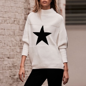 Star Contrast Stitch Sweater