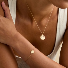 Libra Zodiac Pendant 18k Gold-Plated Bracelet