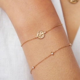 Pisces Zodiac Pendant 18k Gold-Plated Bracelet