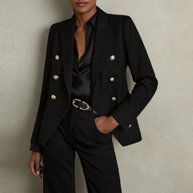 Tally Textured Double-Breasted Blazer
