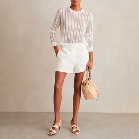 Fawn Linen Whipstitch Shorts