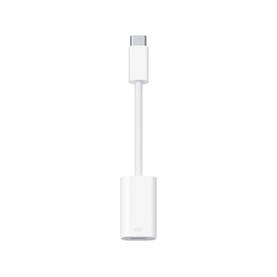 Apple USB-C to Lightning Adapter in white, compact cable converter with USB-C plug and Lightning port