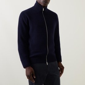 Ribbed Zip-Through Sweater