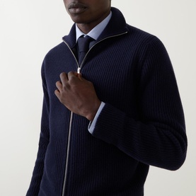 Ribbed Zip-Through Sweater