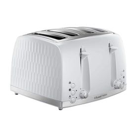 Russell Hobbs Honeycomb Toaster 4 Slice White with textured honeycomb finish, four slots, and browning controls