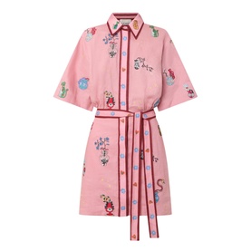 Timmy Embroidered Mini Shirt Dress