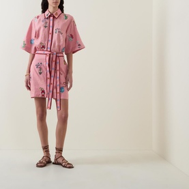 Timmy Embroidered Mini Shirt Dress