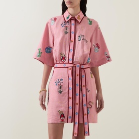 Timmy Embroidered Mini Shirt Dress