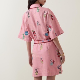 Timmy Embroidered Mini Shirt Dress