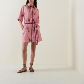 Timmy Embroidered Mini Shirt Dress