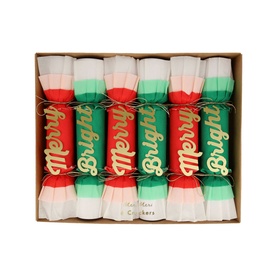 Merry & Bright Christmas Crepe No-Snap Crackers