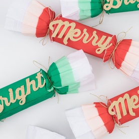 Merry & Bright Christmas Crepe No-Snap Crackers