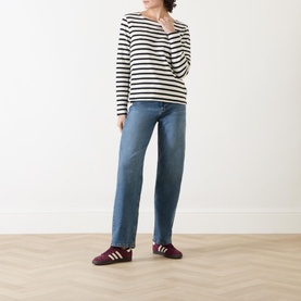 Striped Boat-Neck Top
