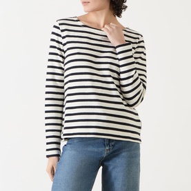 Striped Boat-Neck Top