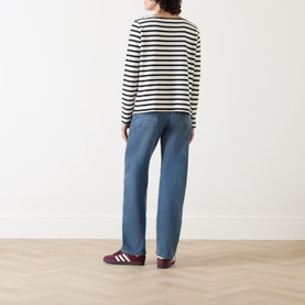 Striped Boat-Neck Top
