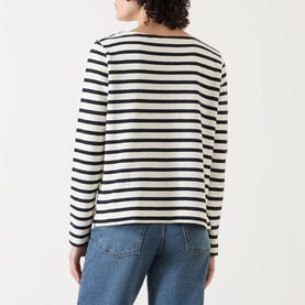 Striped Boat-Neck Top