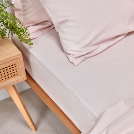 200 Thread Count Organic Percale Fitted Sheet Powder Pink