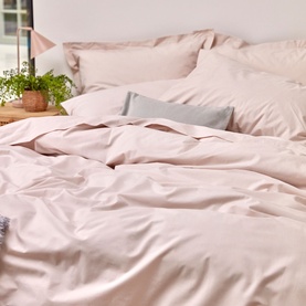 200 Thread Count Organic Percale Duvet Set Powder Pink