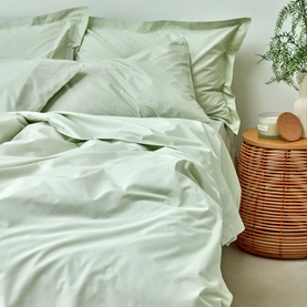 200 Thread Count Organic Percale Duvet Set Sage
