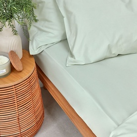 200 Thread Count Organic Percale Fitted Sheet Sage