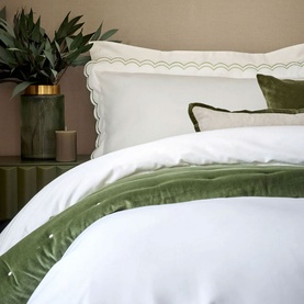 Scallop Edge Single Duvet Set Matcha