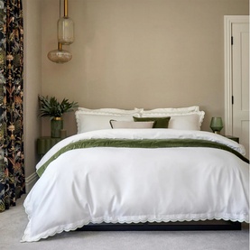 Scallop Edge Single Duvet Set Matcha