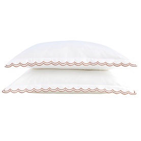 Scallop Edge Oxford Pillowcase Pair Fire