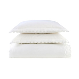 Scallop Edge Single Duvet Set White