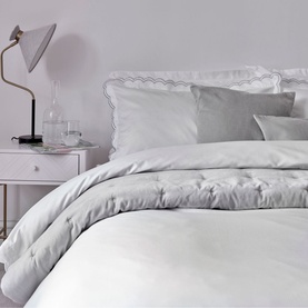 Scallop Edge Single Duvet Set Silver