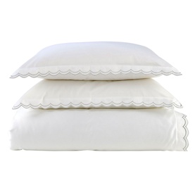 Scallop Edge Single Duvet Set Silver