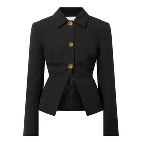 Light-Twill Peplum Blazer