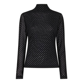 Checked Flocked Mesh Top