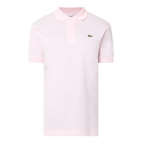 Lacoste Heritage Logo Piqu&eacute; Polo Shirt in light pink, piqu&eacute; cotton with polo collar, two-button placket, short sleeves, and crocodile chest logo