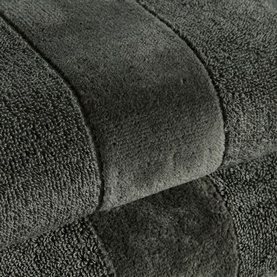 Christys Prism Towel in Tarmac, 100% Turkish cotton with tonal stripe detail, close-up showing soft plush texture and ribbed band