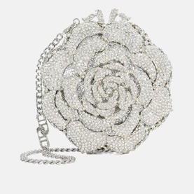 Bling Floral Diamante Embellished Clutch