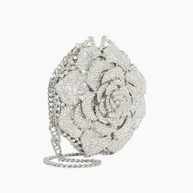 Bling Floral Diamante Embellished Clutch