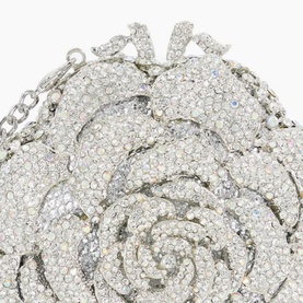 Bling Floral Diamante Embellished Clutch