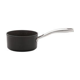 Stellar Rocktanium Non-Stick Milk Pan 700ml in black with stainless steel long handle, small round profile, hard-anodised aluminium construction