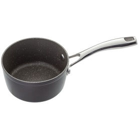 Stellar Rocktanium Non-Stick Milk Pan 700ml in black with speckled interior and polished stainless steel handle, induction suitable