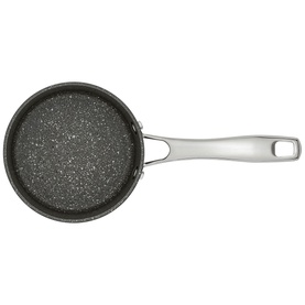 Stellar Rocktanium Non-Stick Milk Pan 700ml in black with speckled interior and stainless steel handle, induction suitable