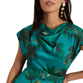 Sabrianna Floral Belted Dress