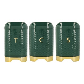 Three-Piece Textured Geometric Tea, Coffee & Sugar Canister Set