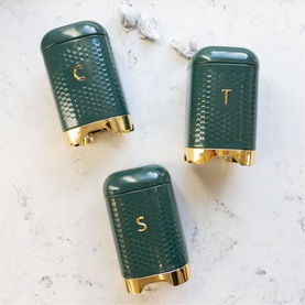 Three-Piece Textured Geometric Tea, Coffee & Sugar Canister Set