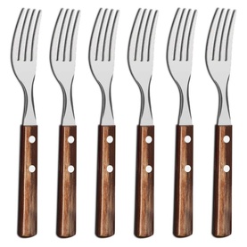 Set of Six Wooden Handle Table Fork