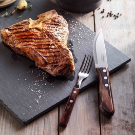 Set of Six Wooden Handle Table Fork