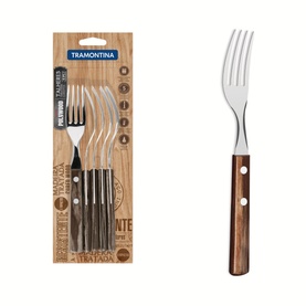 Set of Six Wooden Handle Table Fork