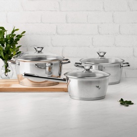 Three-Piece Stainless Steel Cookware Set