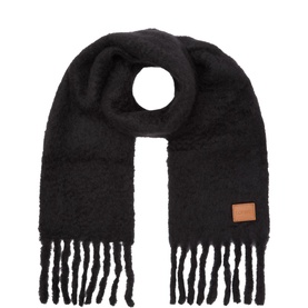 Logo Badge Fringed Scarf