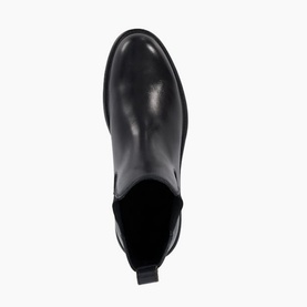 Dune Colson Leather Chelsea Boots in black, top-down view showing smooth leather upper and elasticated side panels
