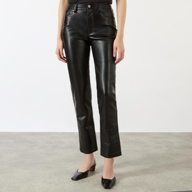 Bruno High-Rise Straight Leg Leather Trousers